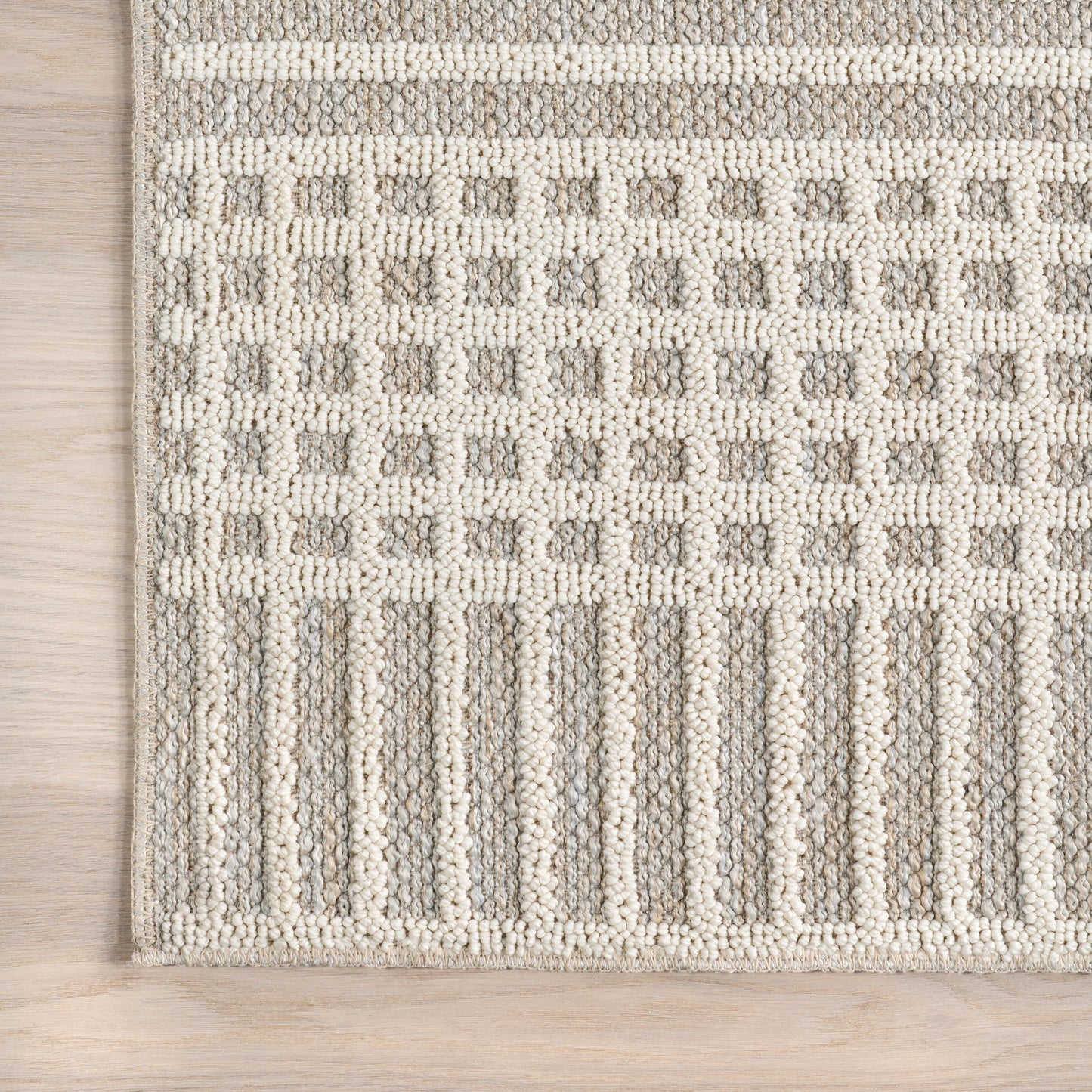 Fredrika Geometric Pattern Washable Rug in Light Grey