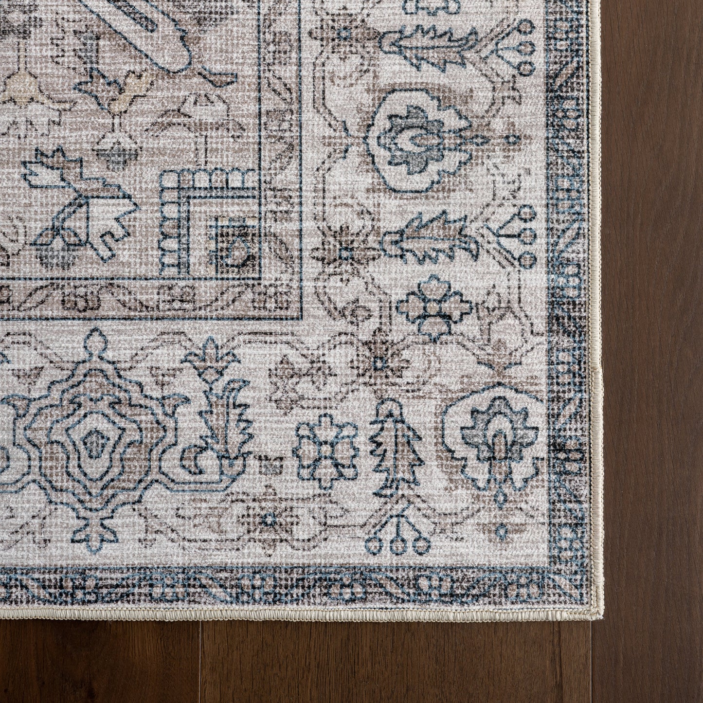 Atrium Medallion Spill-Resistant Washable Rug in Brown