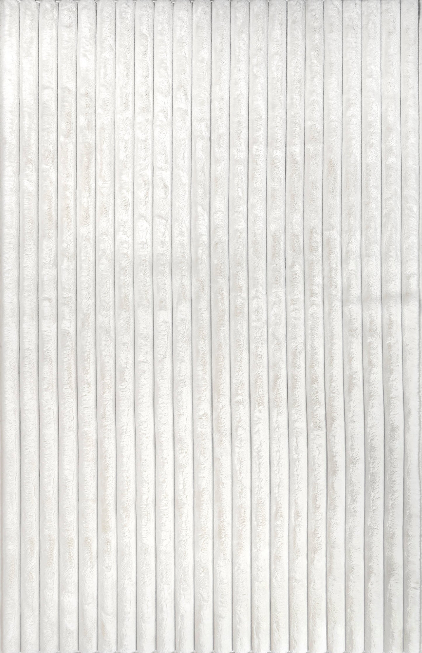 Isolated view of Off White Rectangle Kris Striped Plush Cloud Washable Rug, showcasing its design