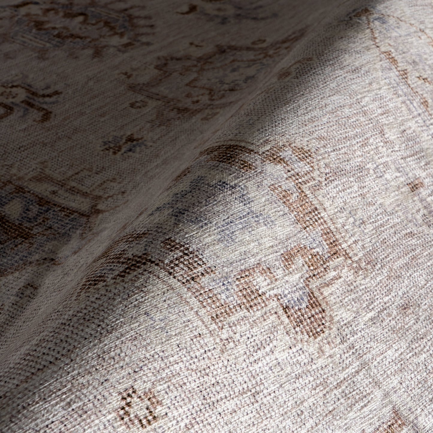 Brenda Hazy Heraldry Stain Resistant Washable Rug | Beige