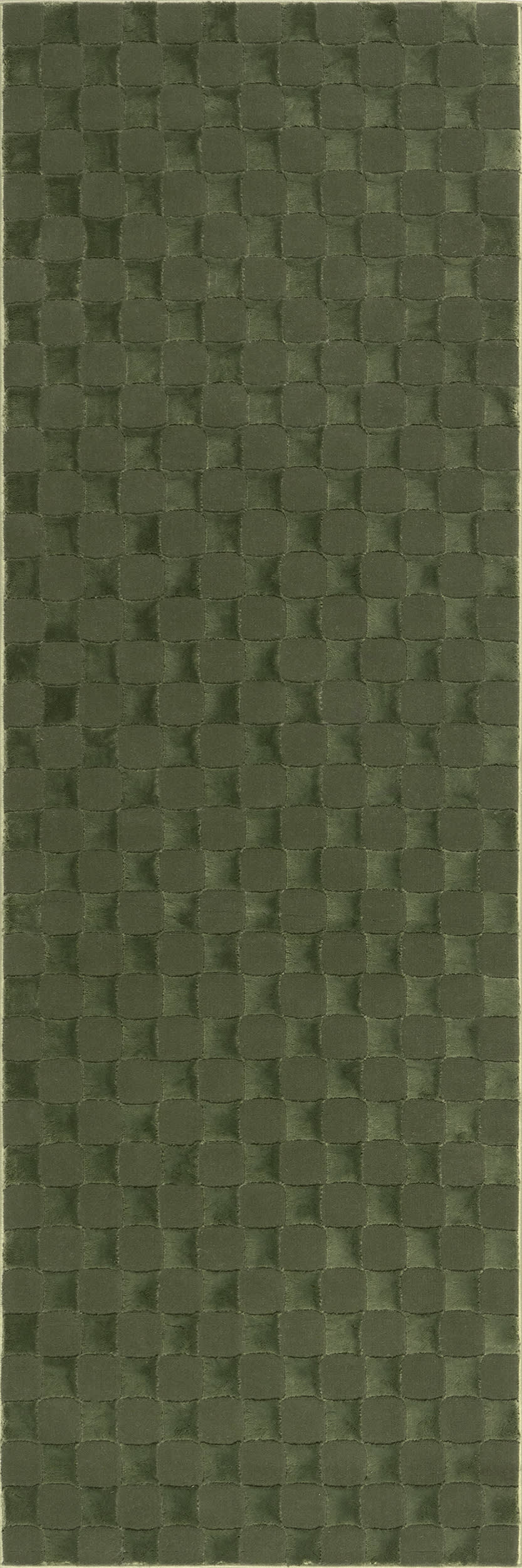 Isolated view of Green Runner Cape May Plush Textured Washable Rug, showcasing its design