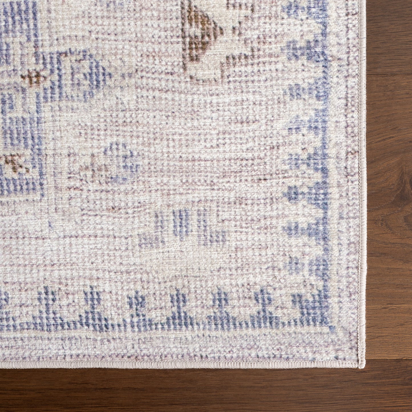 Brenda Hazy Heraldry Stain Resistant Washable Rug | Beige