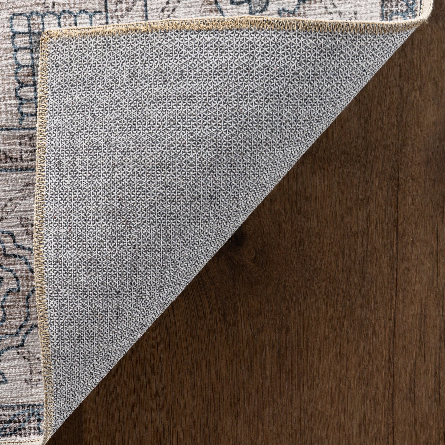 Atrium Medallion Spill-Resistant Washable Rug in Brown