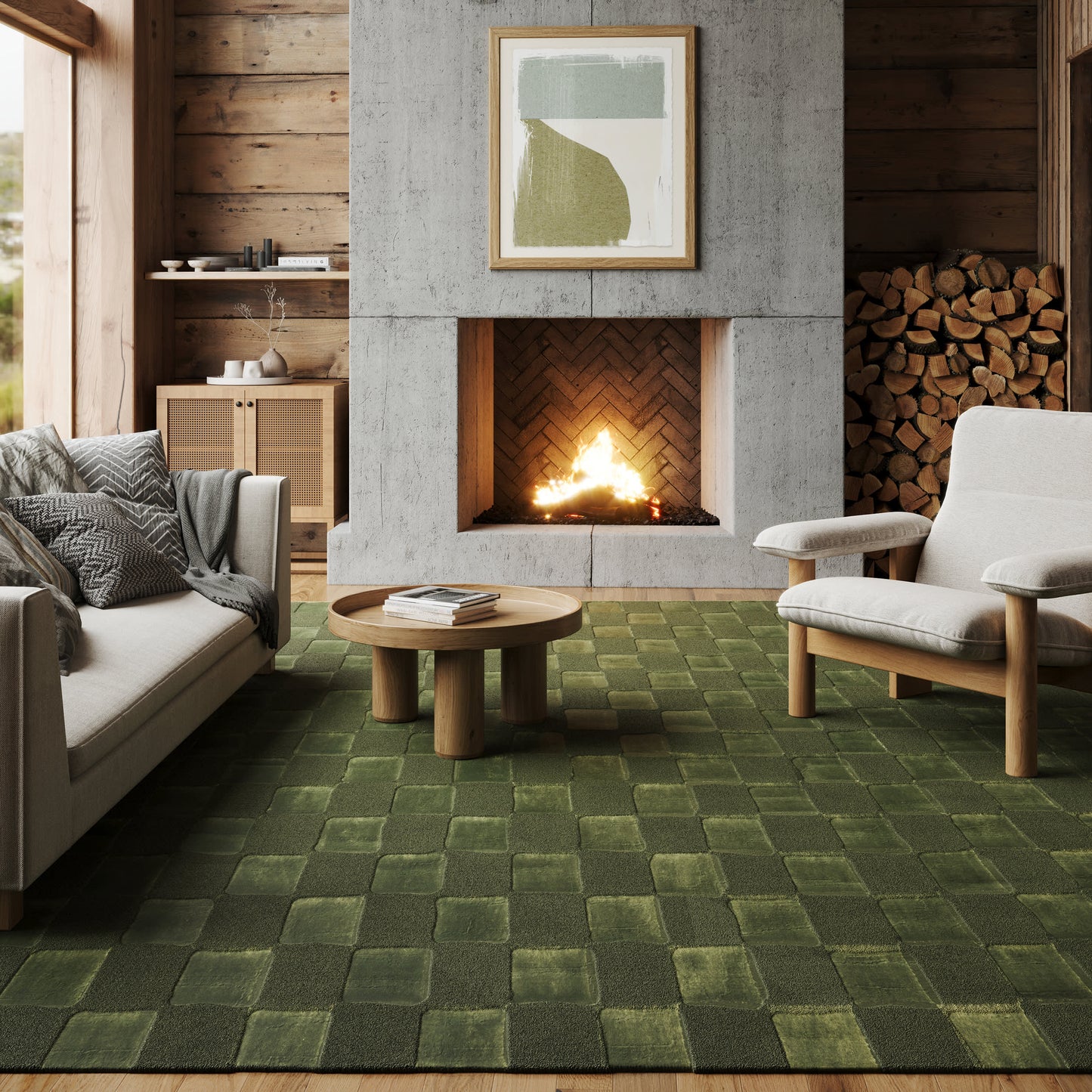 Eco-Friendly Cape May Plush Textured Rug in Green