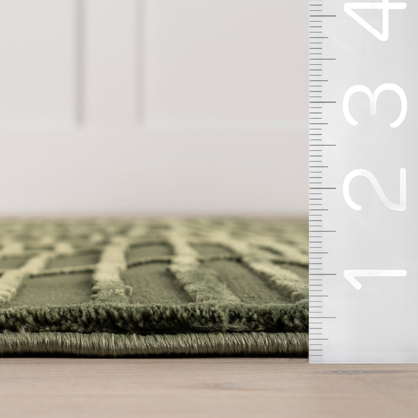 Cranbury Green Plush Textured Washable Rug