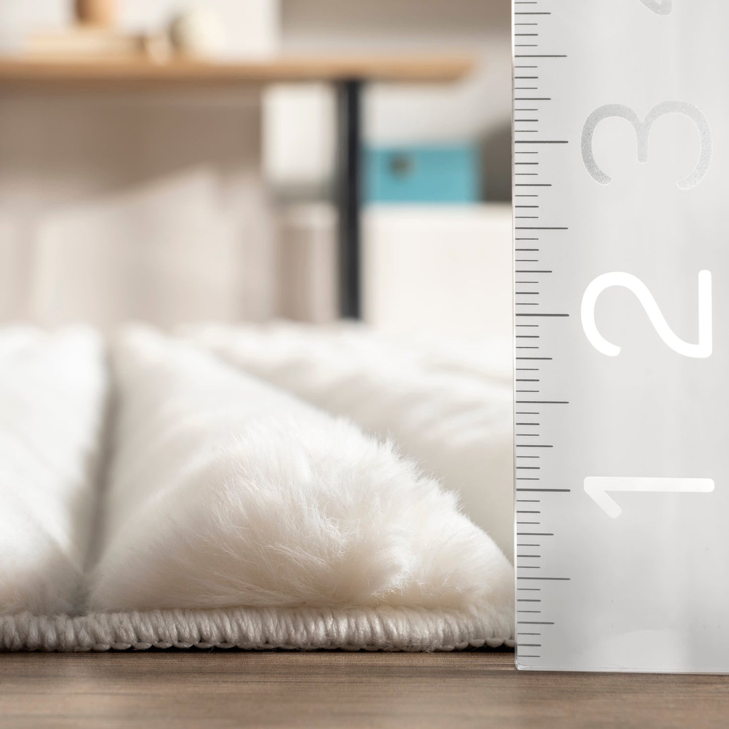 Kris Striped Plush Cloud Washable Rug in Off White