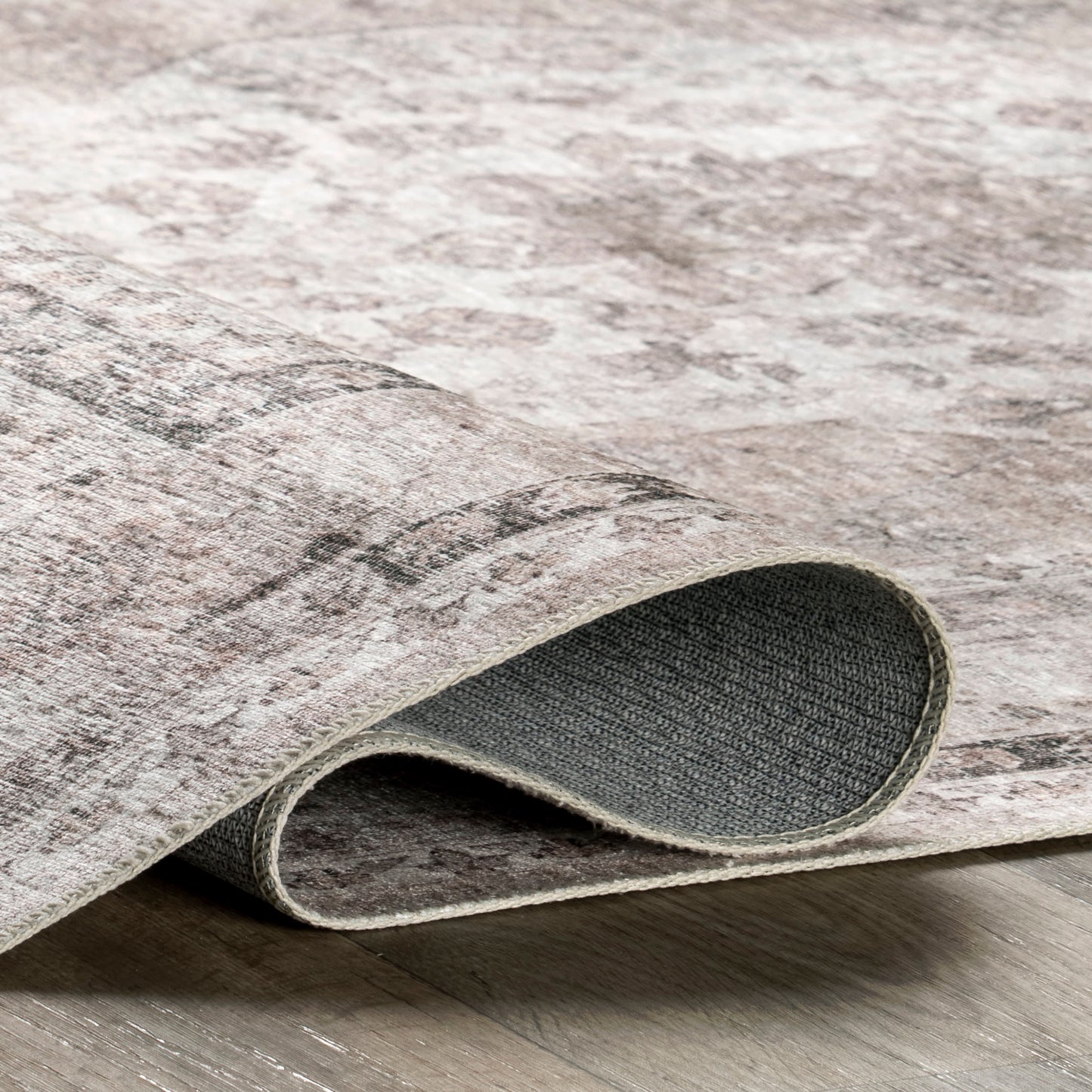 Keyara Stone Color Spill-Resistant Washable Rug