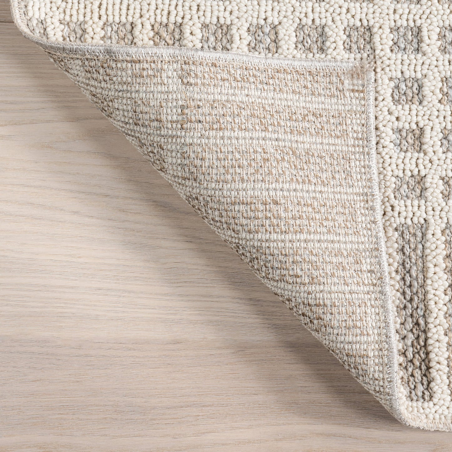 Fredrika Geometric Pattern Washable Rug in Light Grey