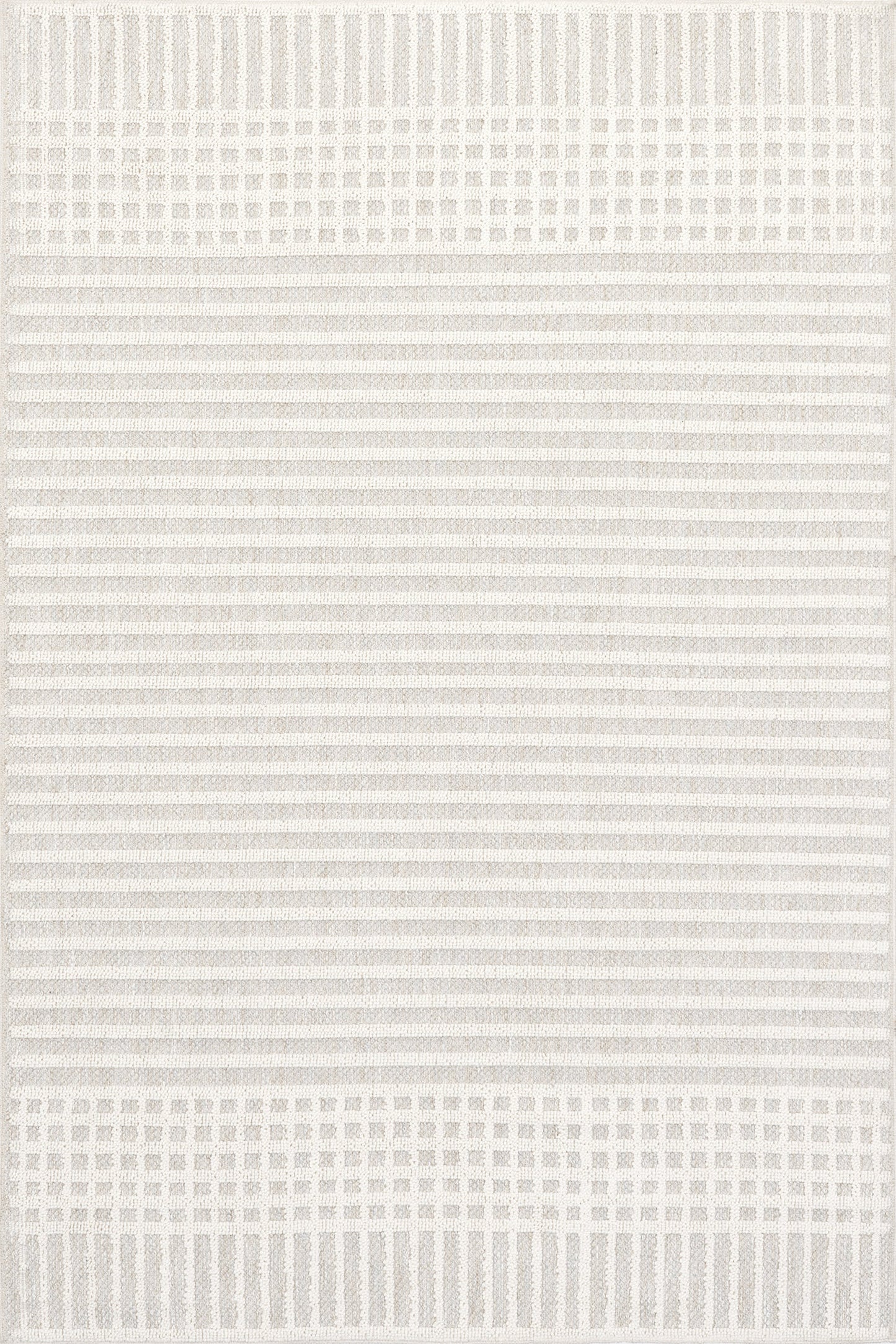 Isolated view of Light Grey Rectangle Fredrika Geometric Washable Rug, showcasing its design