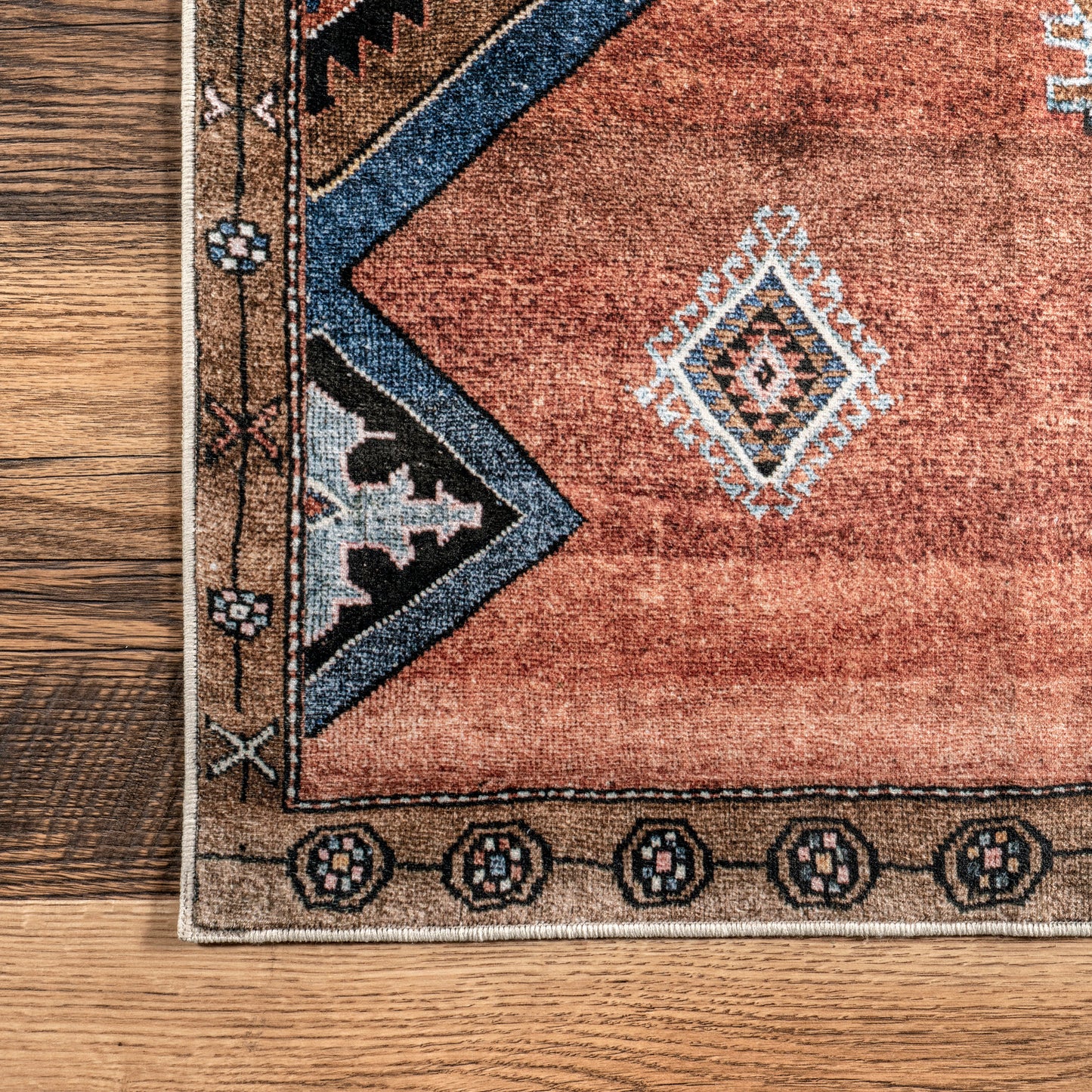 Katana Collage Durable Washable Rug in Rust Color
