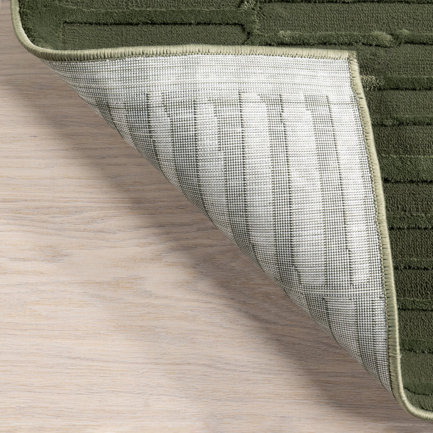Cranbury Green Plush Textured Washable Rug