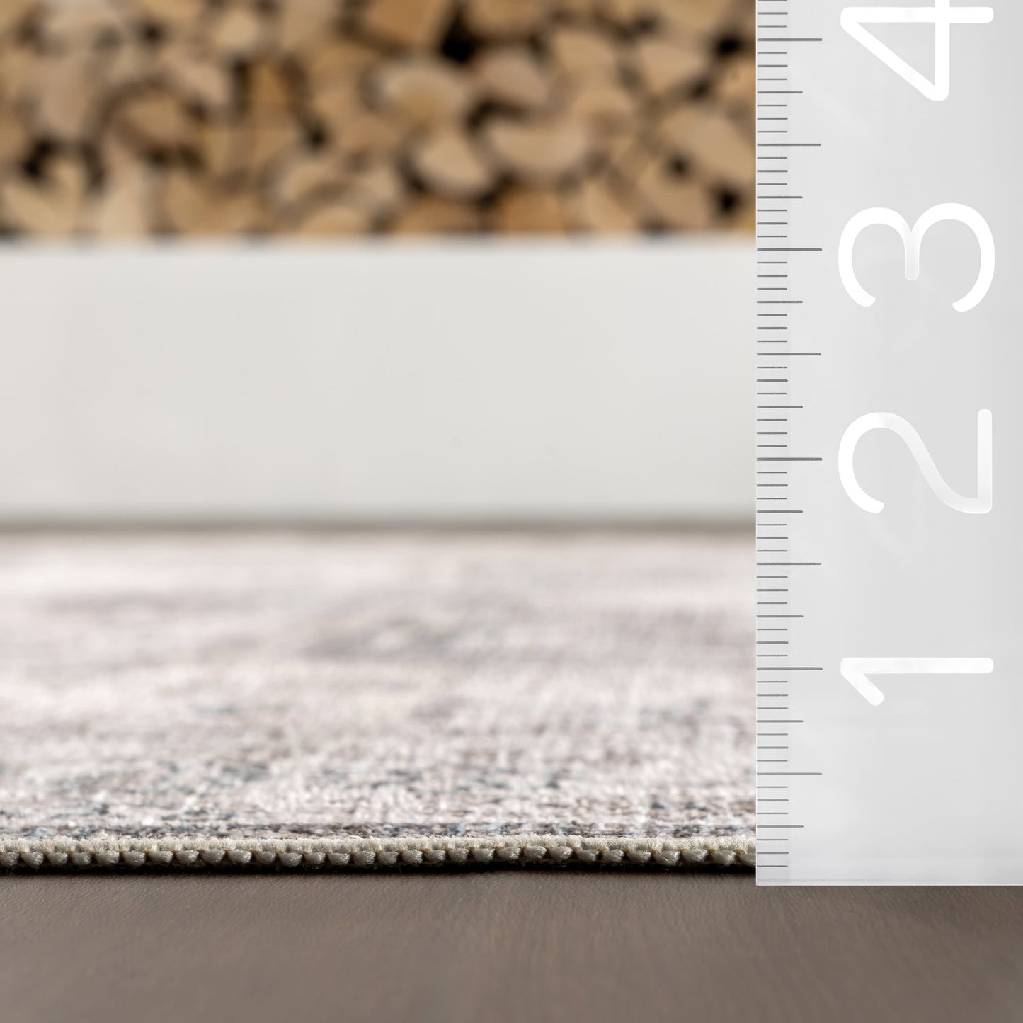 Atrium Medallion Spill-Resistant Washable Rug in Brown