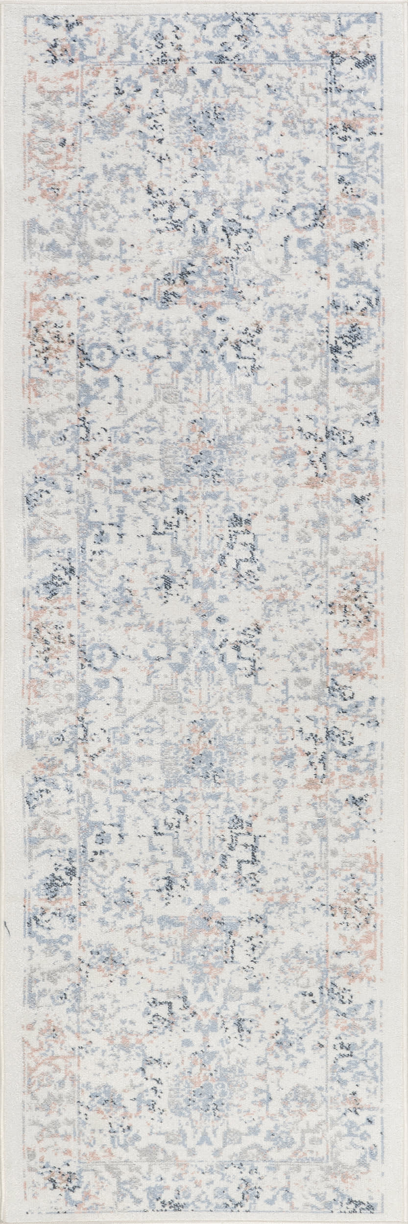Isolated view of Blue Runner Charlisa Washable Faded Snowflake Rug, showcasing its design