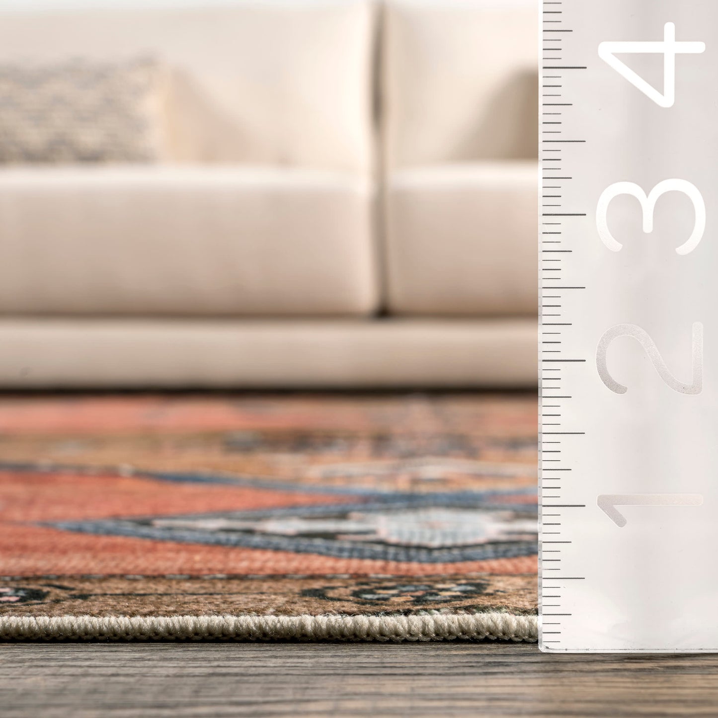 Katana Collage Durable Washable Rug in Rust Color
