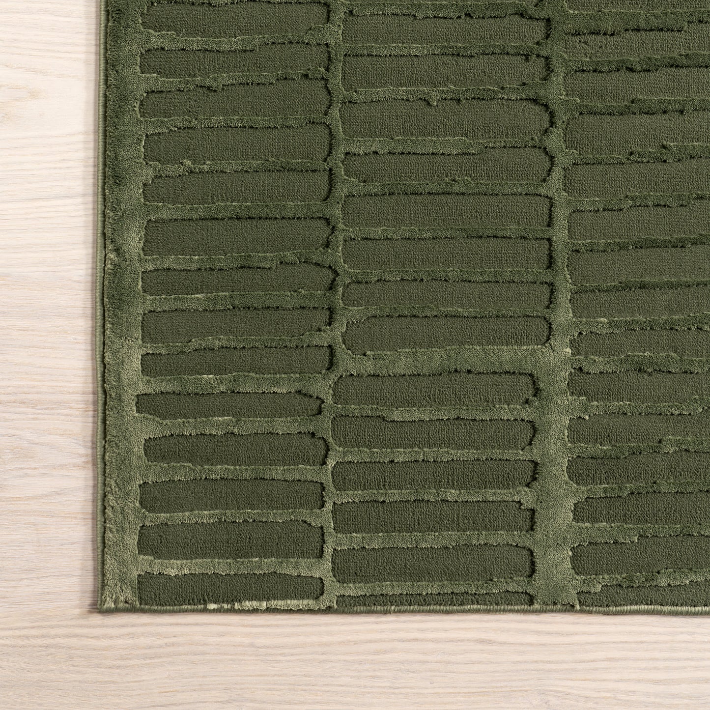 Cranbury Green Plush Textured Washable Rug