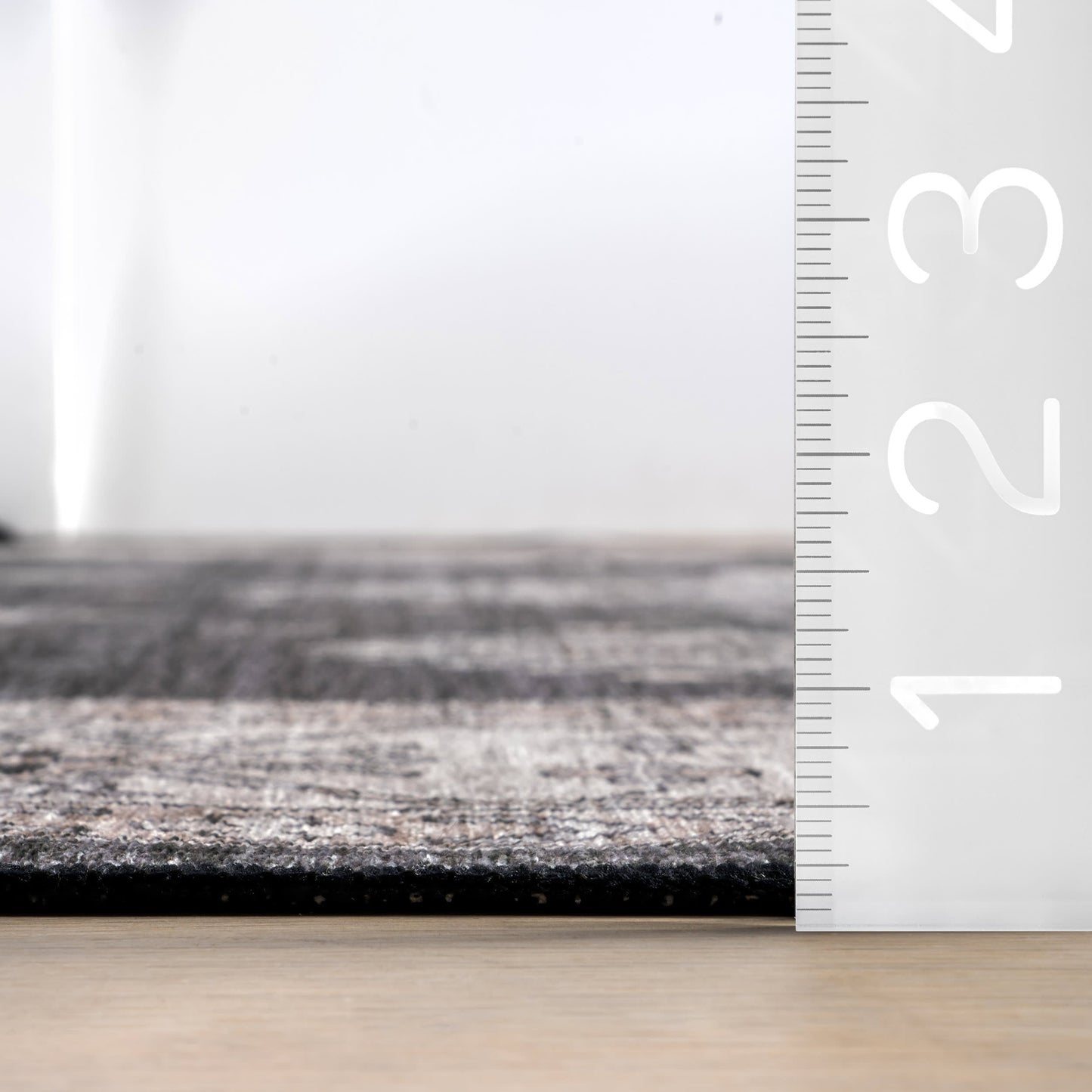 Andrea Bordered Stain Resistant Washable Rug in Charcoal