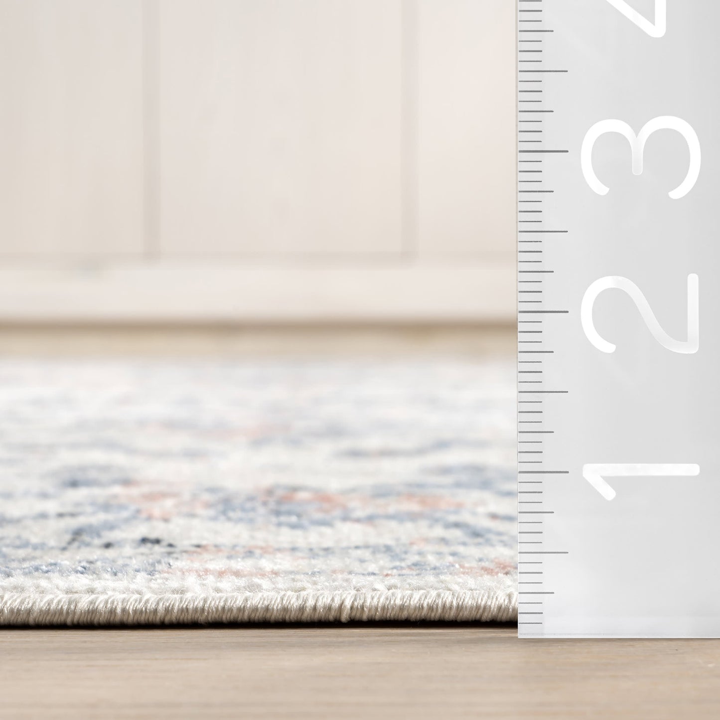 Charlisa Machine Washable Faded Snowflake Design Rug - Blue