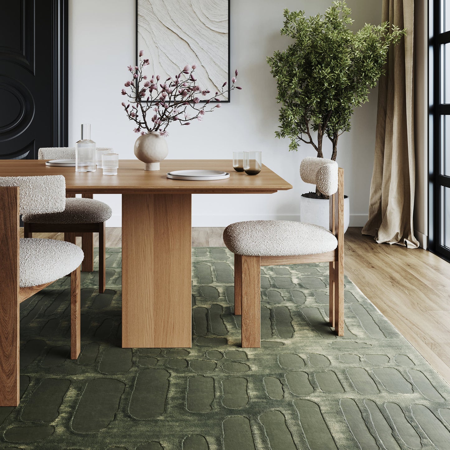 Summit Plush Washable Textured Rug in Forest Green