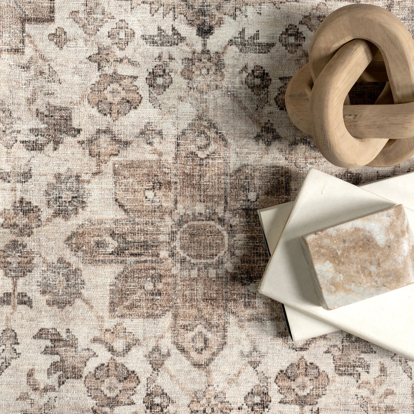 Keyara Stone Color Spill-Resistant Washable Rug