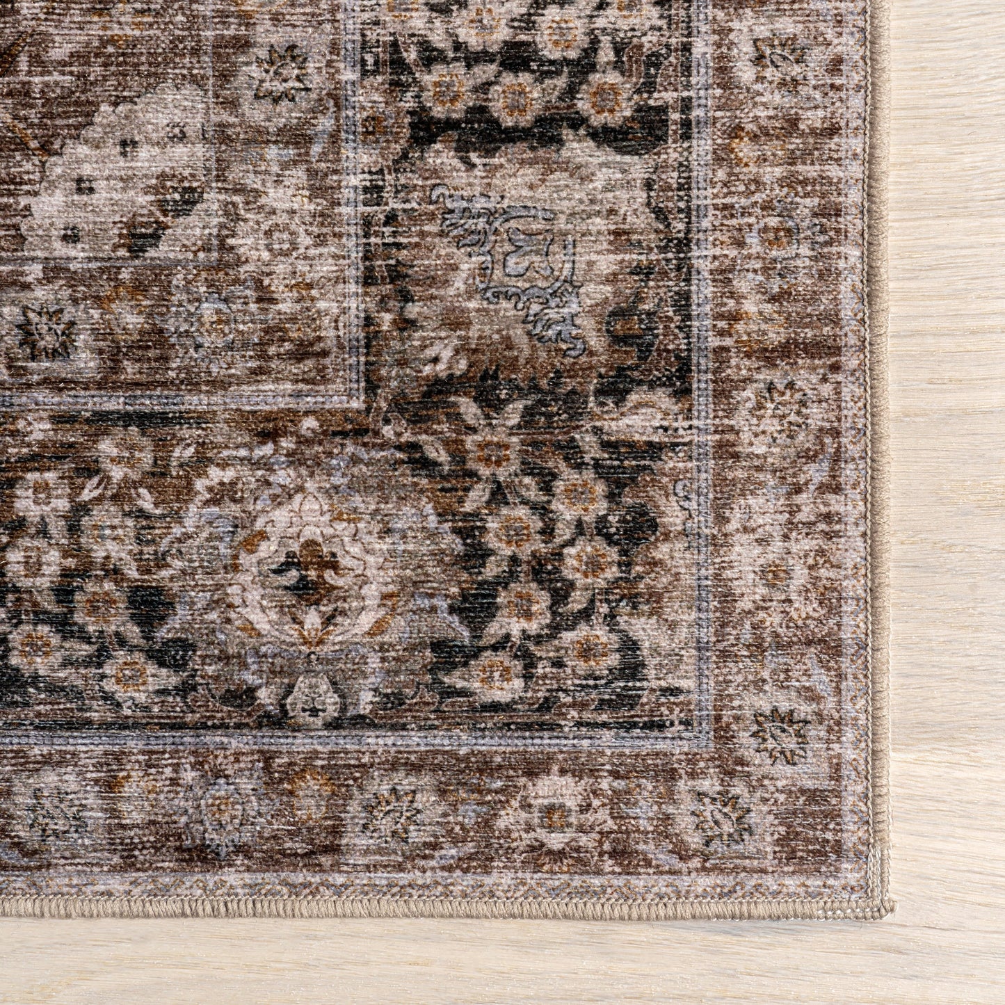 Bayberry Vintage Washable Rug in Brown | Spill Proof