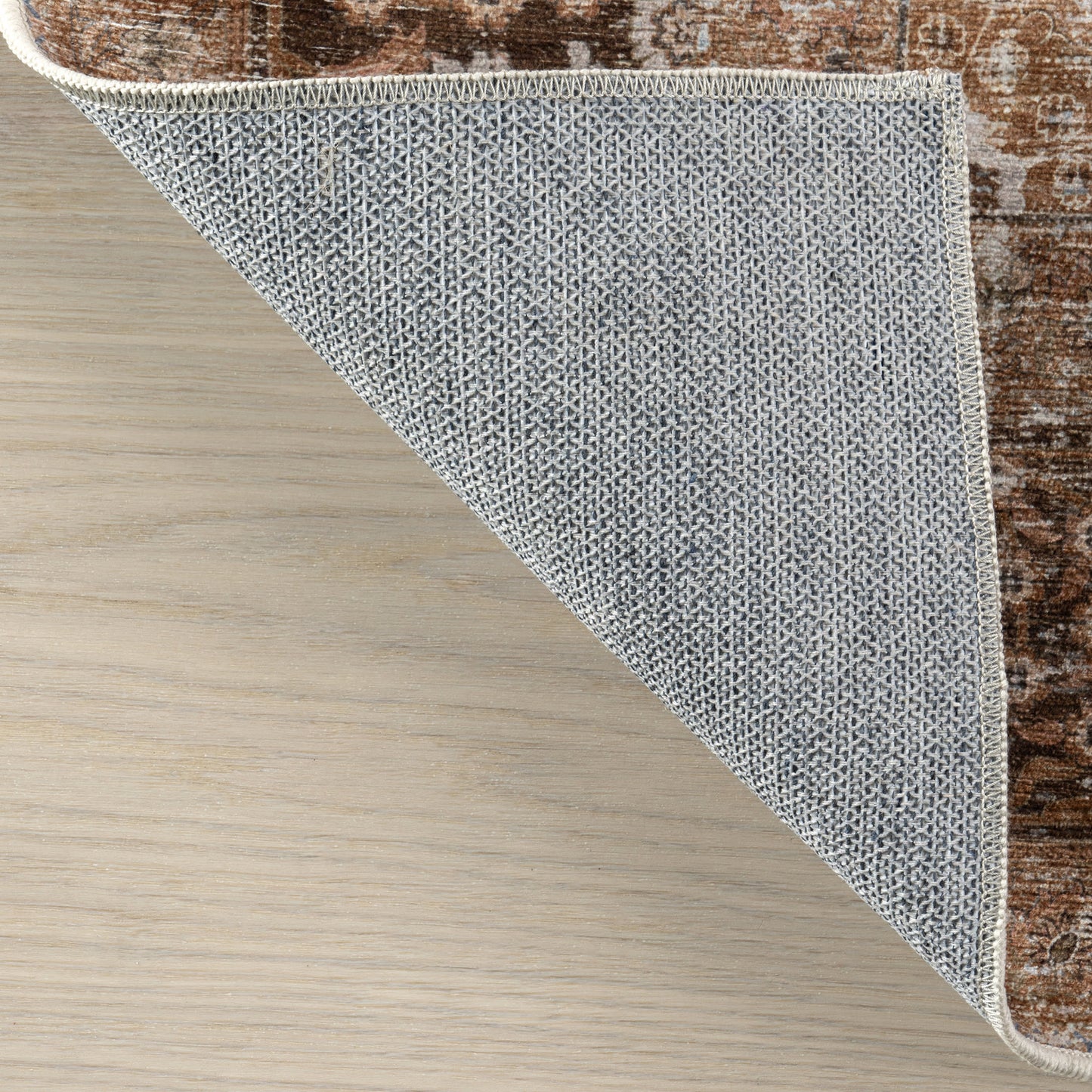 Bayberry Vintage-Style Washable Rug in Light Brown | Spill-Proof