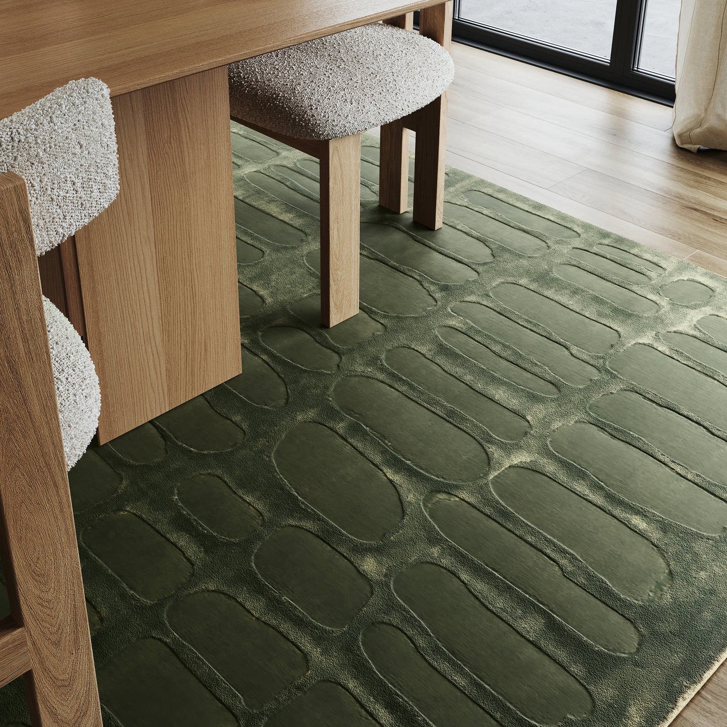 Summit Plush Washable Textured Rug in Forest Green