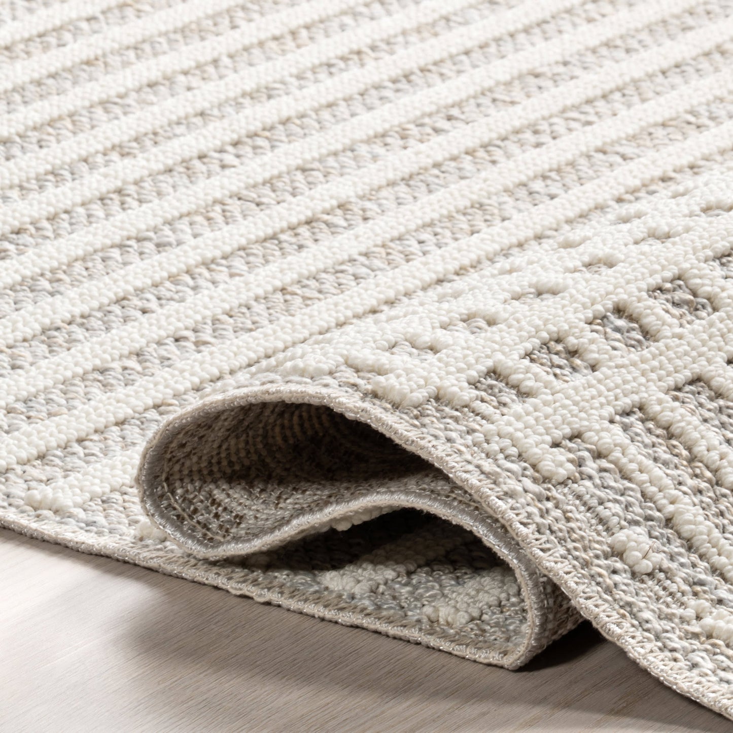 Fredrika Geometric Pattern Washable Rug in Light Grey