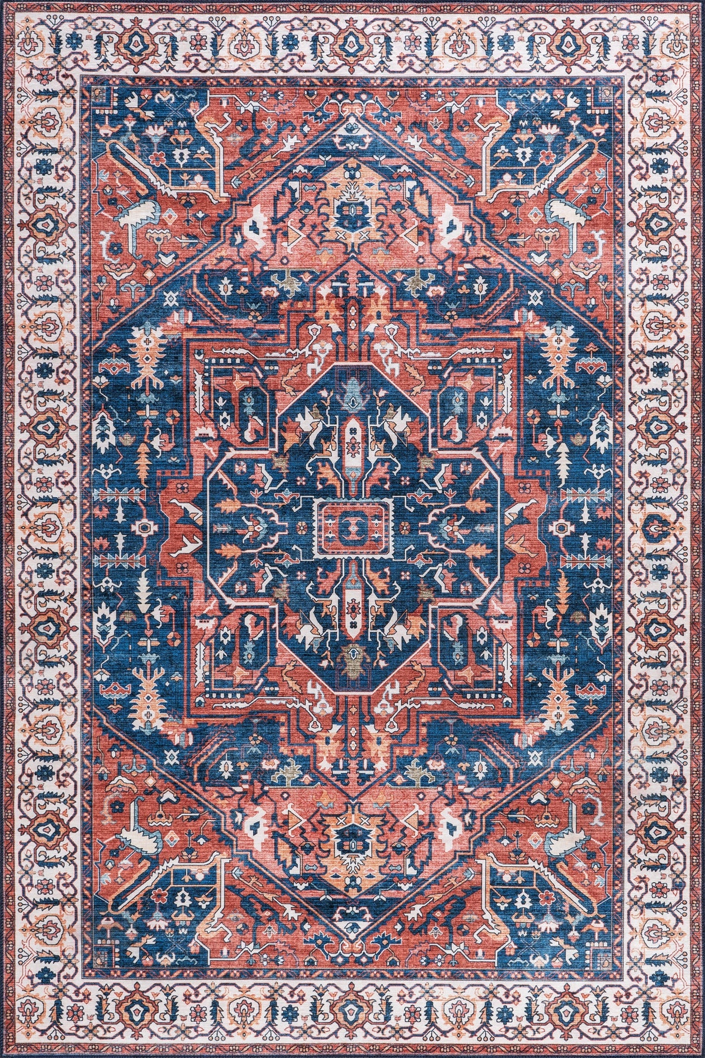 Isolated view of Rust Runner Atrium Medallion Spill Proof Washable Rug, showcasing its design