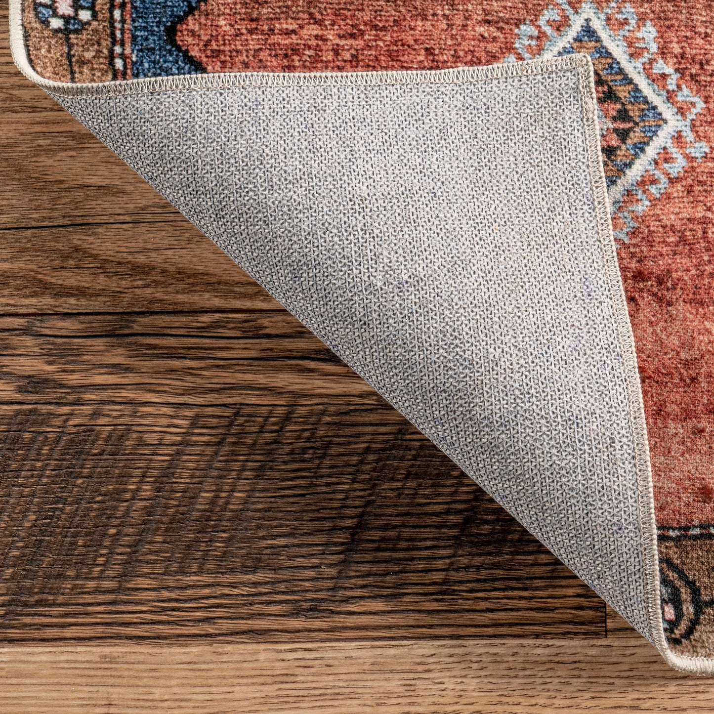 Katana Collage Durable Washable Rug in Rust Color