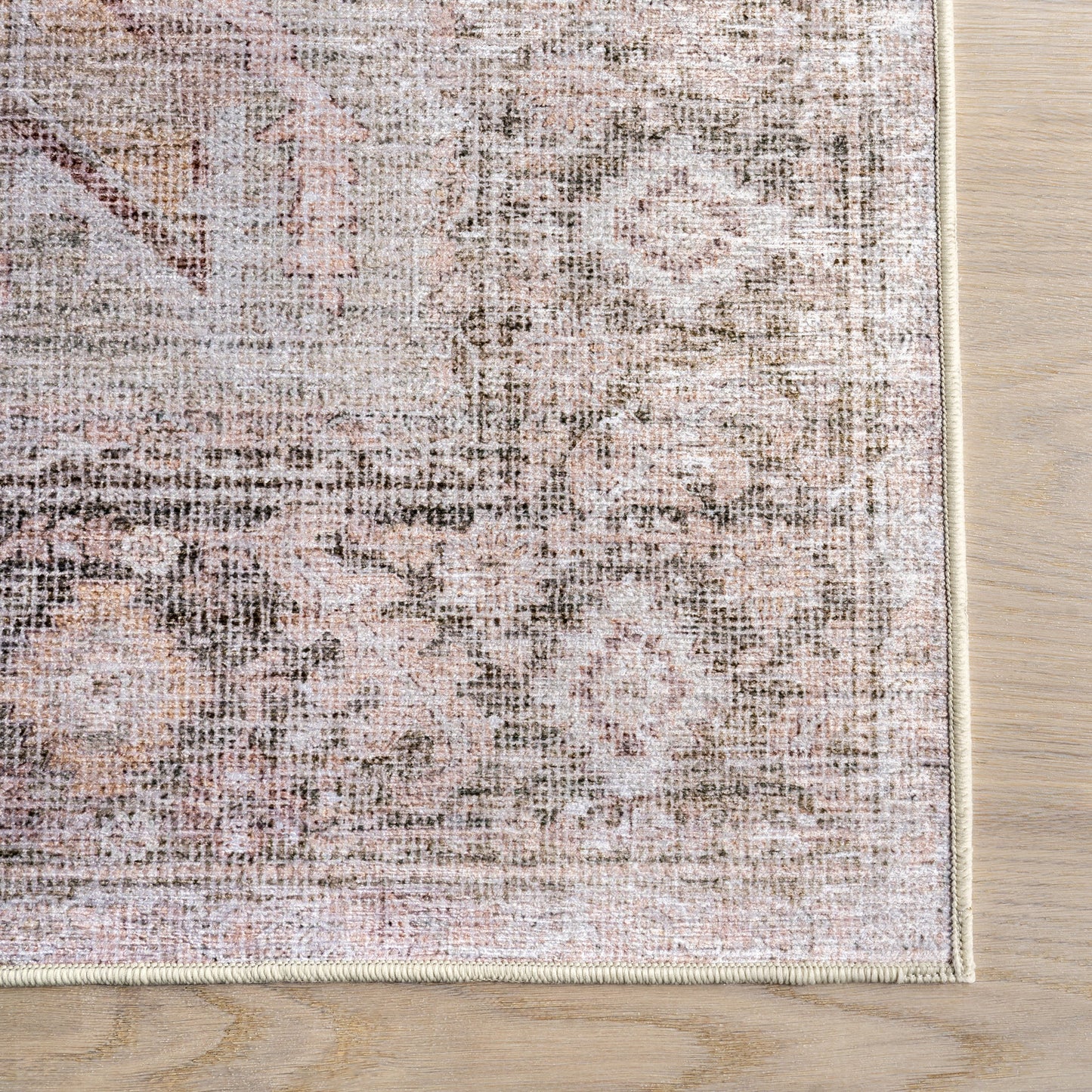 Ava Vintage Persian Spill-Resistant Washable Rug | Pale Pink