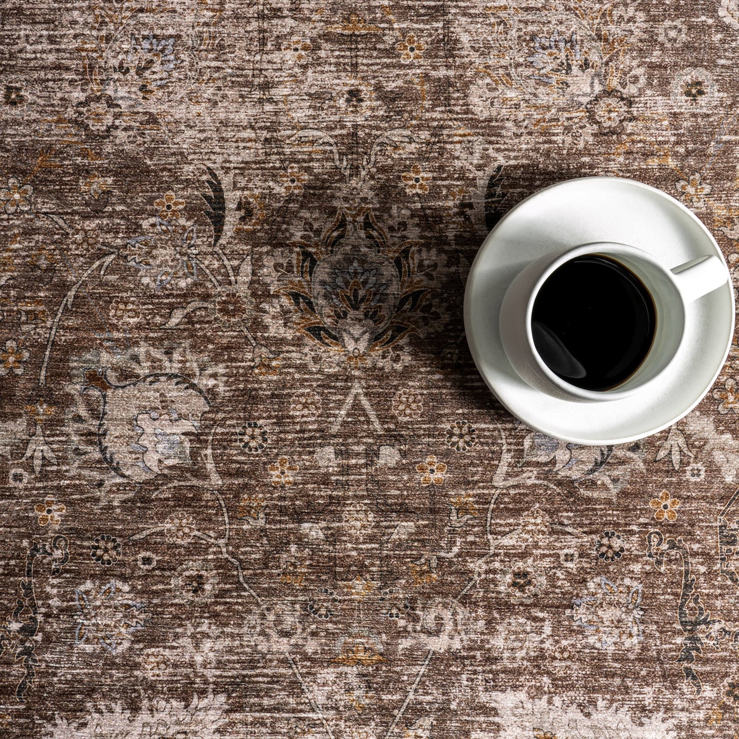 Bayberry Vintage Washable Rug in Brown | Spill Proof