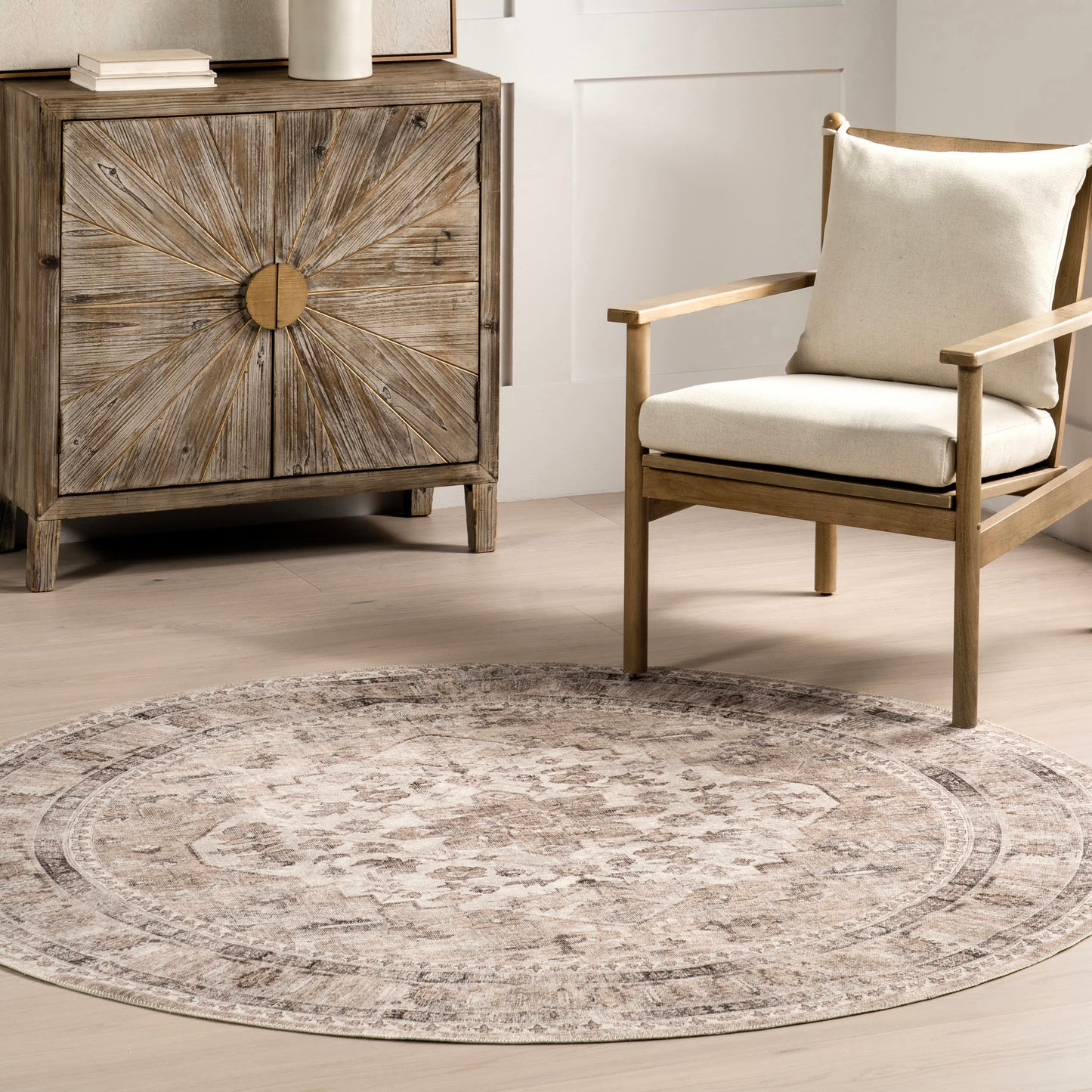 Keyara Stone Color Spill-Resistant Washable Rug