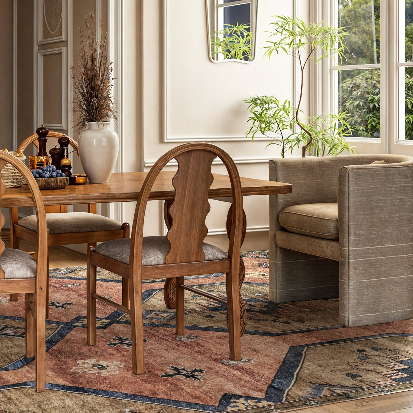 Katana Collage Durable Washable Rug in Rust Color
