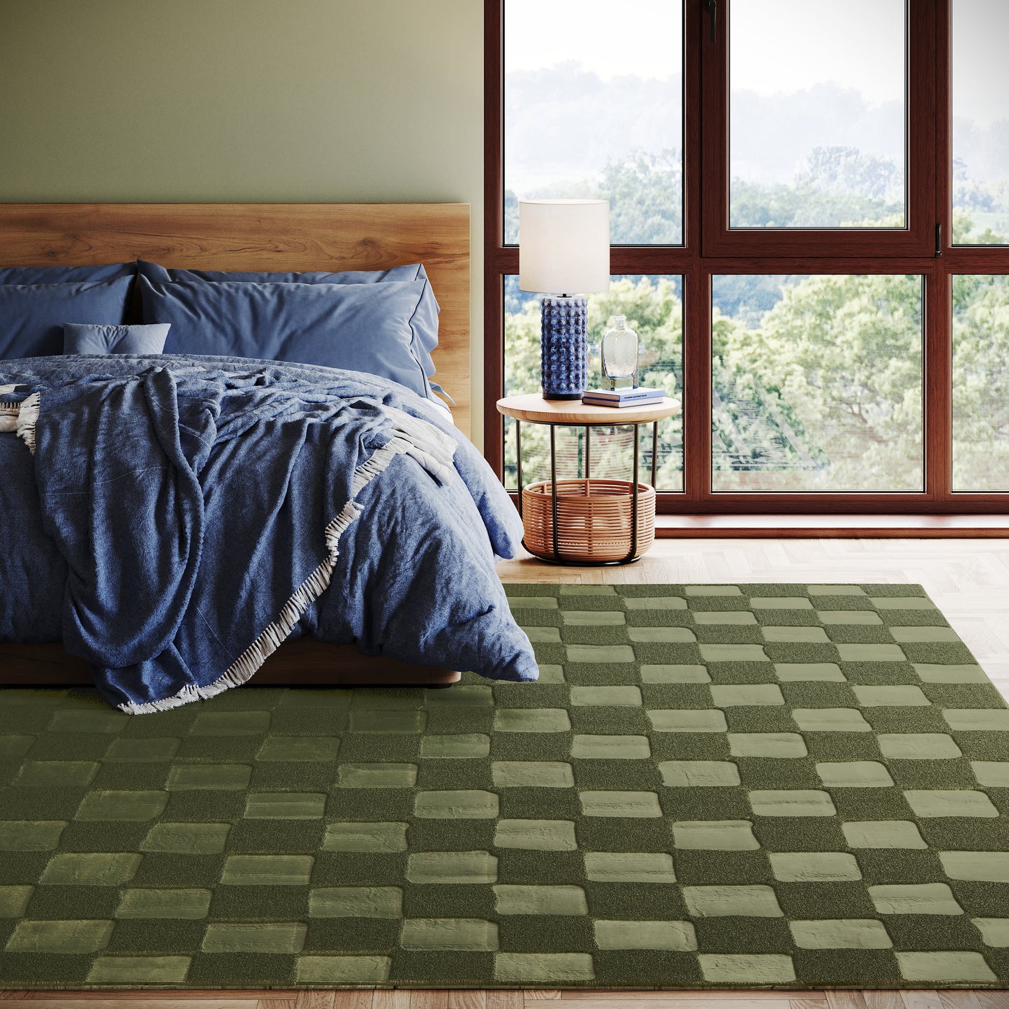 Eco-Friendly Cape May Plush Textured Rug in Green