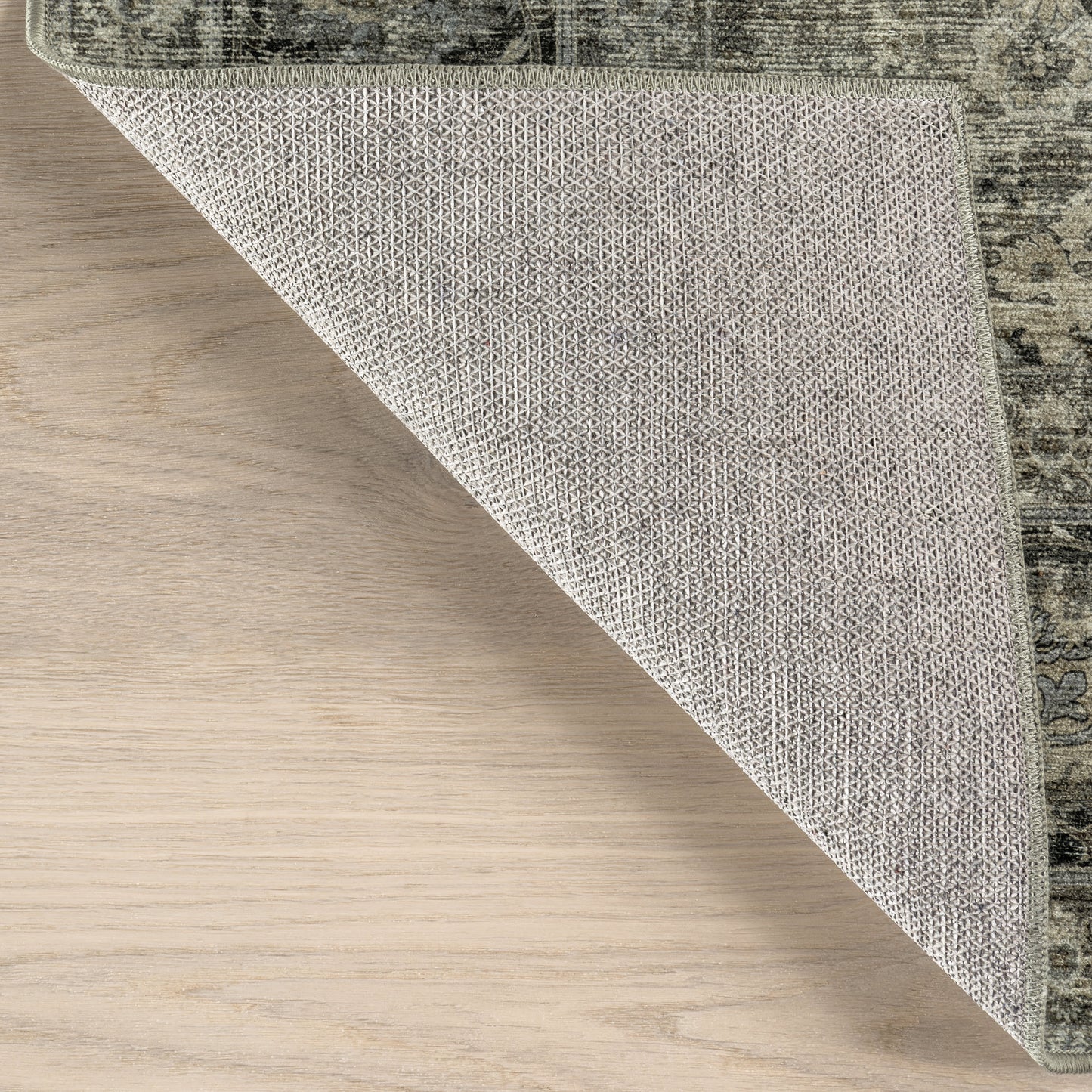 Bayberry Vintage Washable Rug in Green Grey | Spill-Proof Design