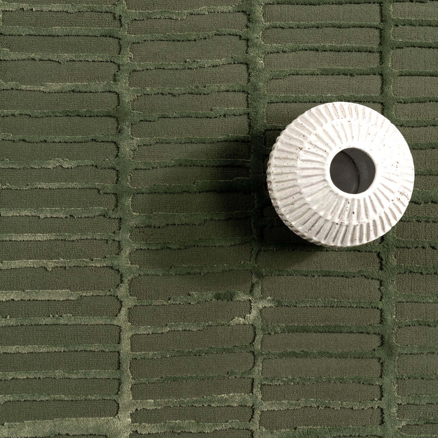 Cranbury Green Plush Textured Washable Rug