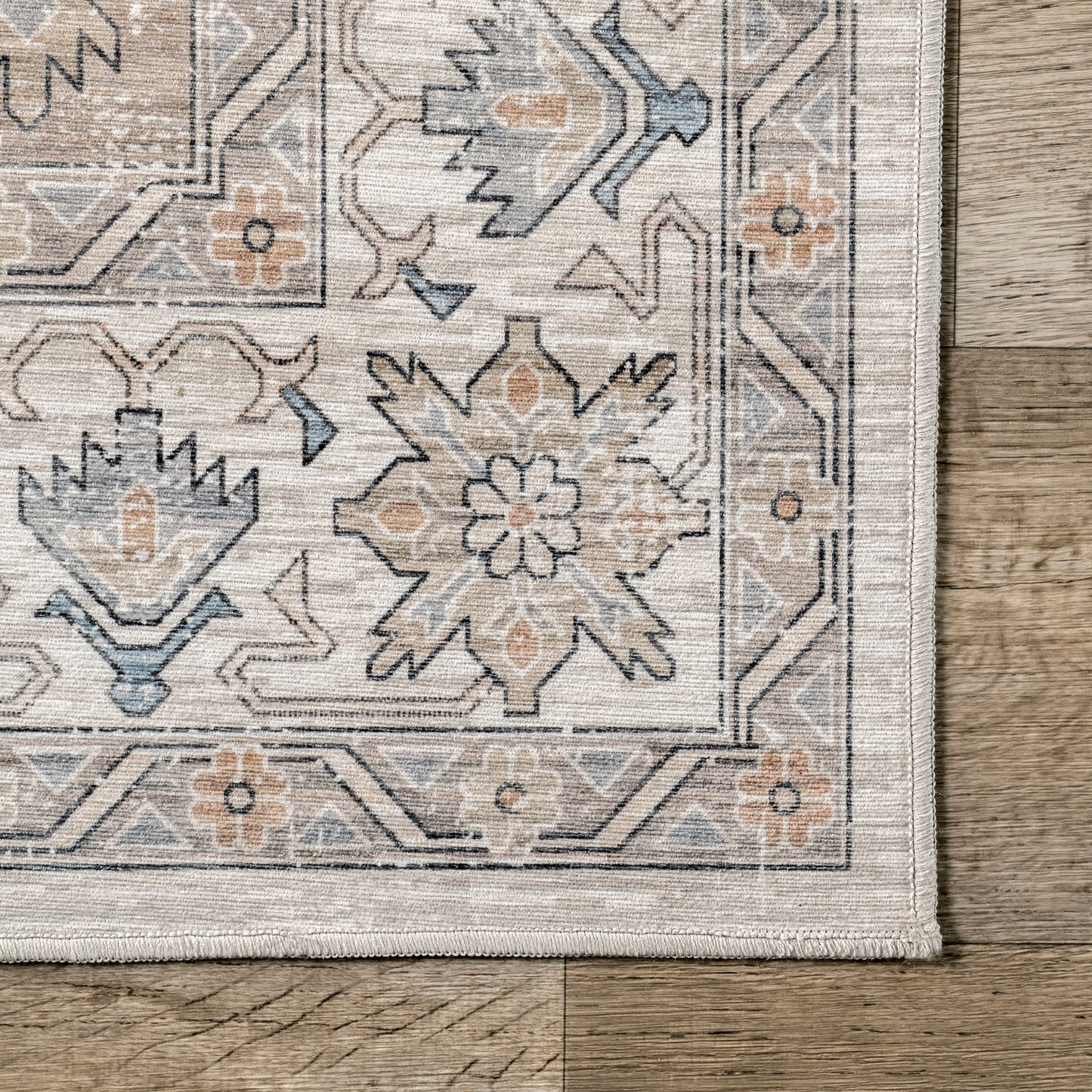 Beige Timeless Charm Resistant Washable Rug