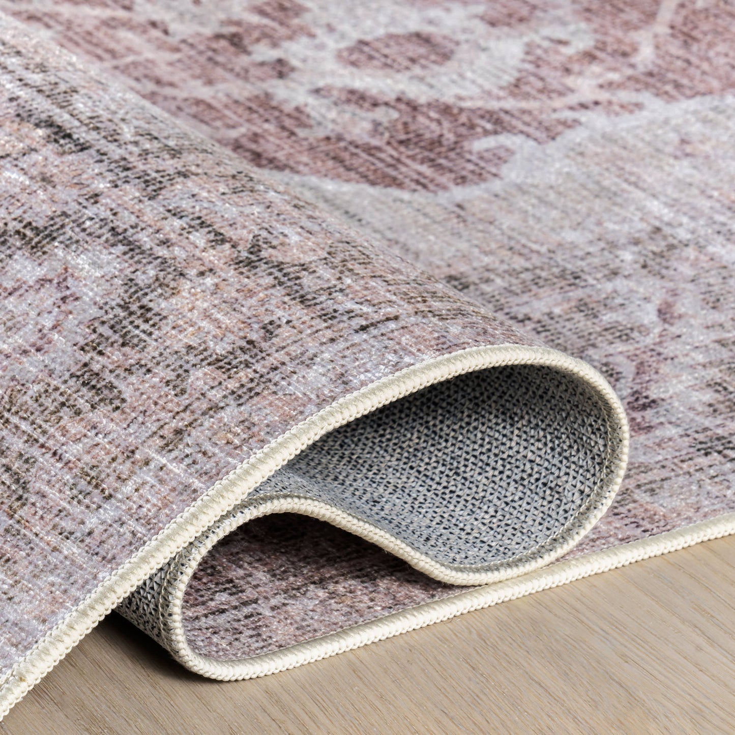 Ava Vintage Persian Spill-Resistant Washable Rug | Pale Pink