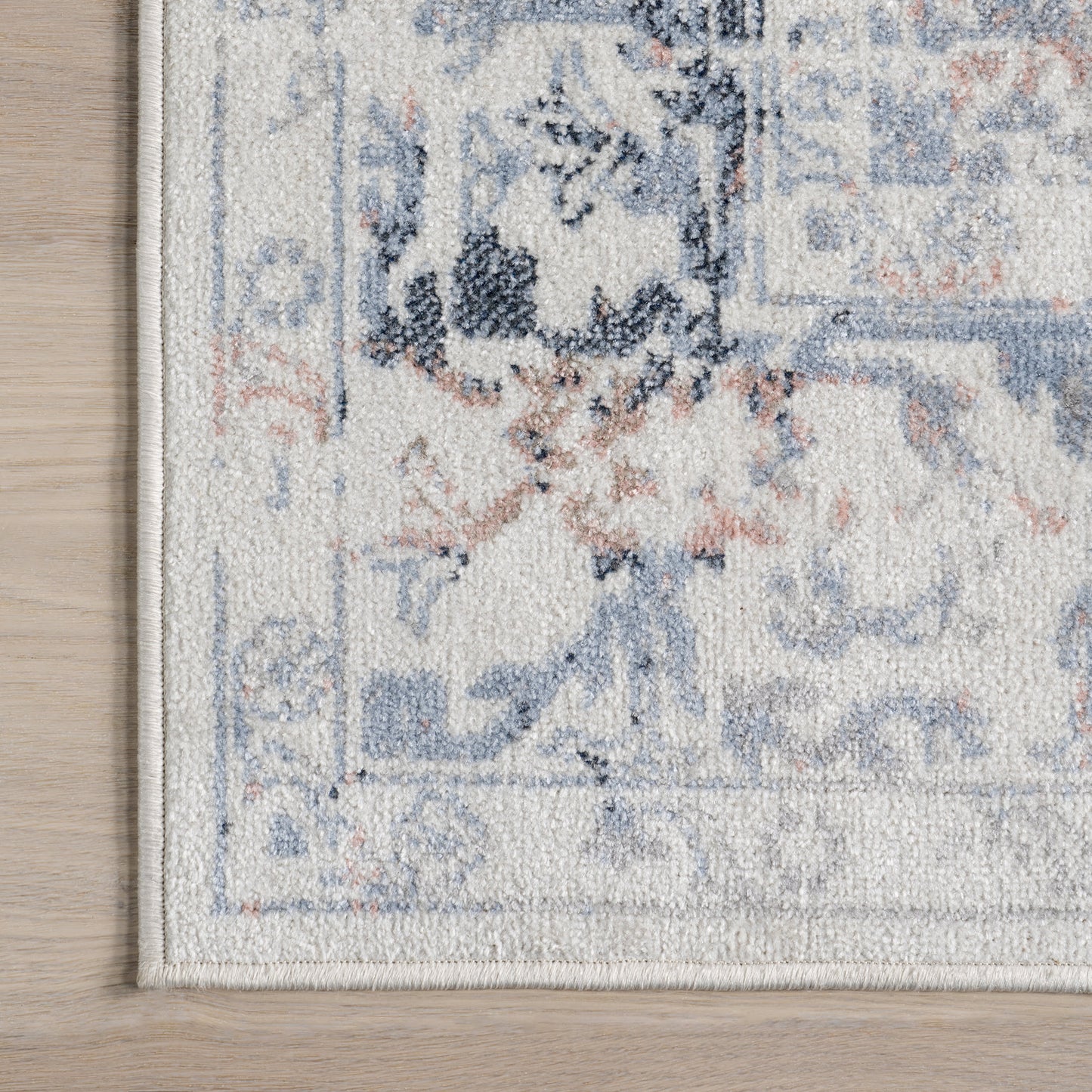 Charlisa Machine Washable Faded Snowflake Design Rug - Blue