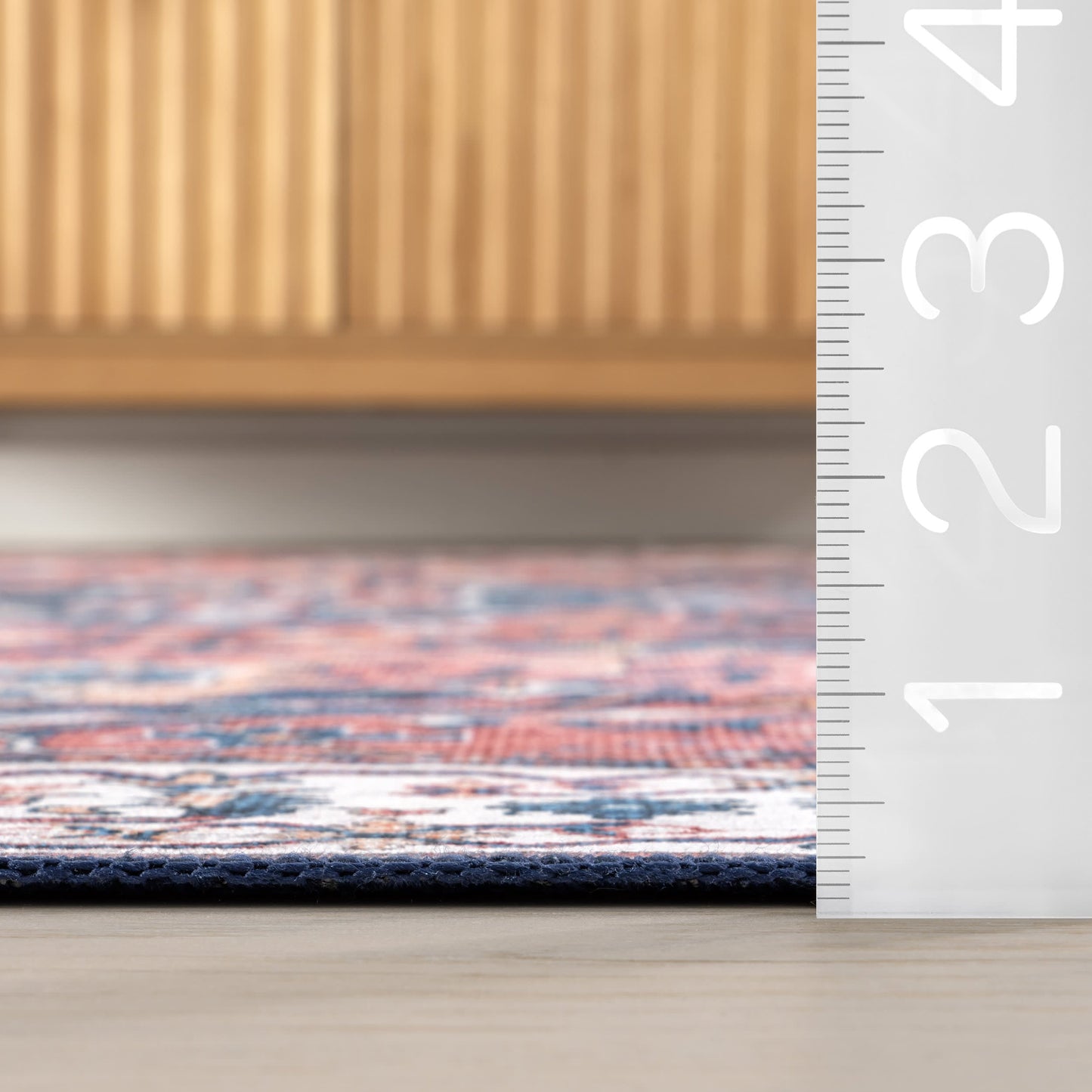 Atrium Medallion Stain-Resistant Washable Rug in Rust