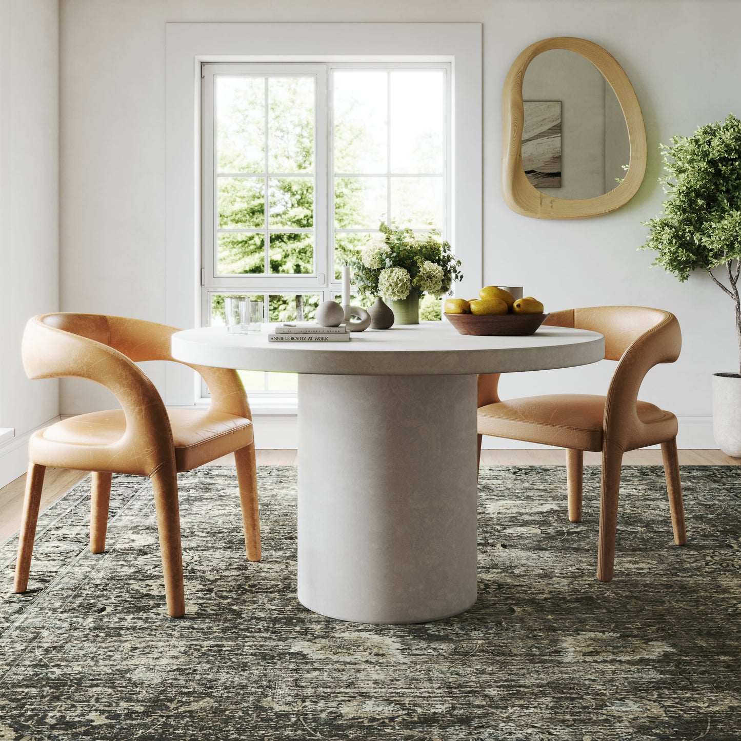 Bayberry Vintage Washable Rug in Green Grey | Spill-Proof Design