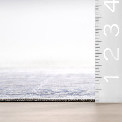 Bayberry Vintage-Style Washable Rug in Light Blue