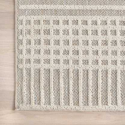 Fredrika Geometric Pattern Washable Rug in Light Grey