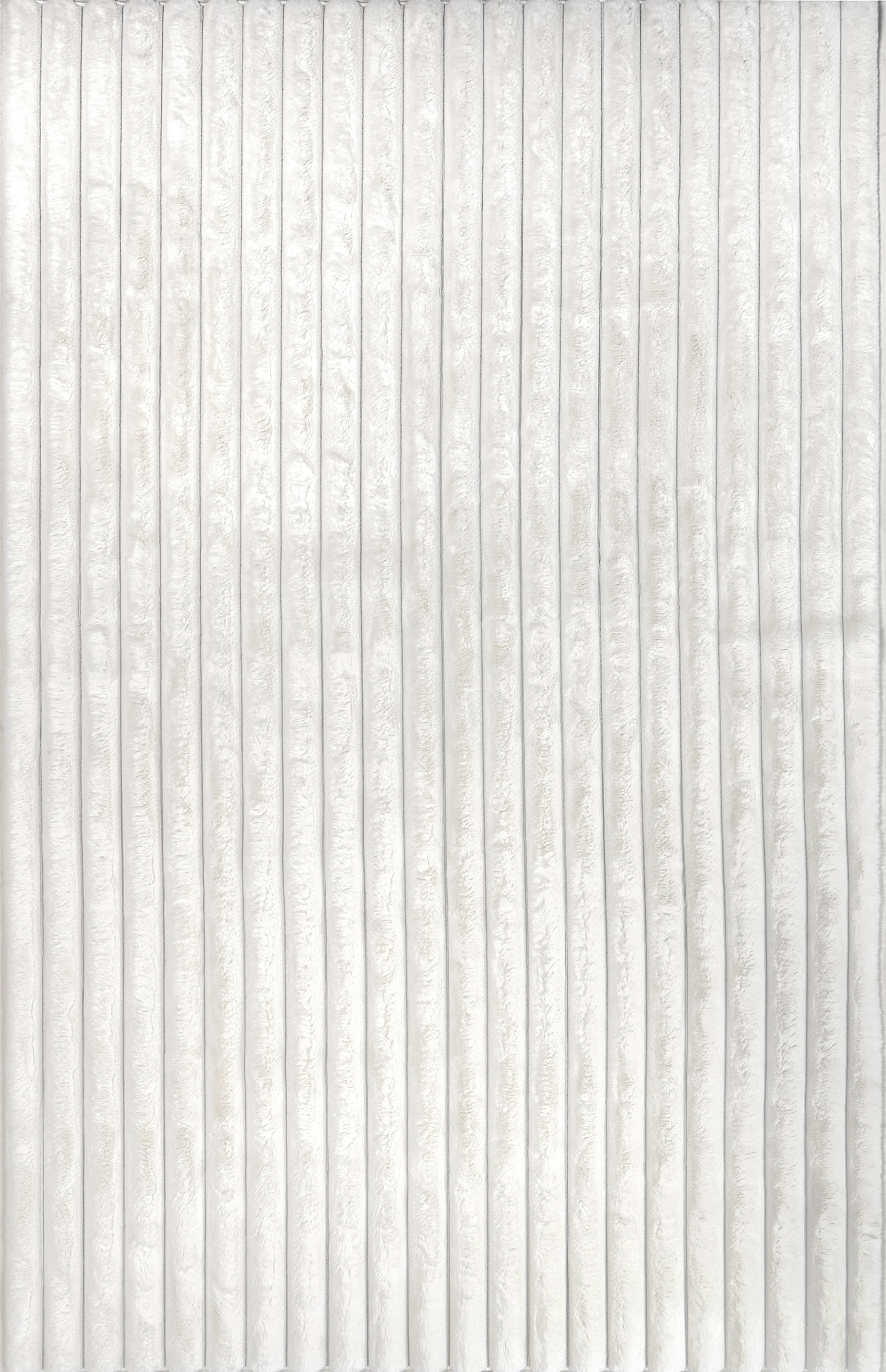 Isolated view of Off White Rectangle Kris Striped Plush Cloud Washable Rug, showcasing its design