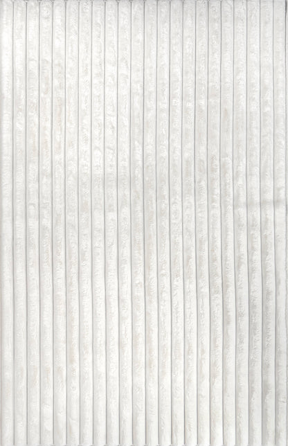 Isolated view of Off White Rectangle Kris Striped Plush Cloud Washable Rug, showcasing its design