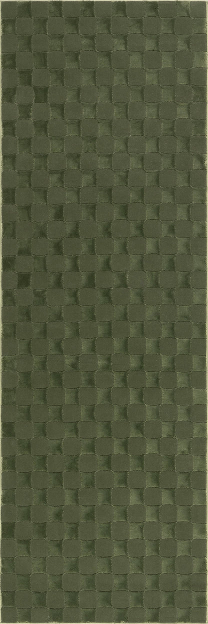 Isolated view of Green Runner Cape May Plush Textured Washable Rug, showcasing its design