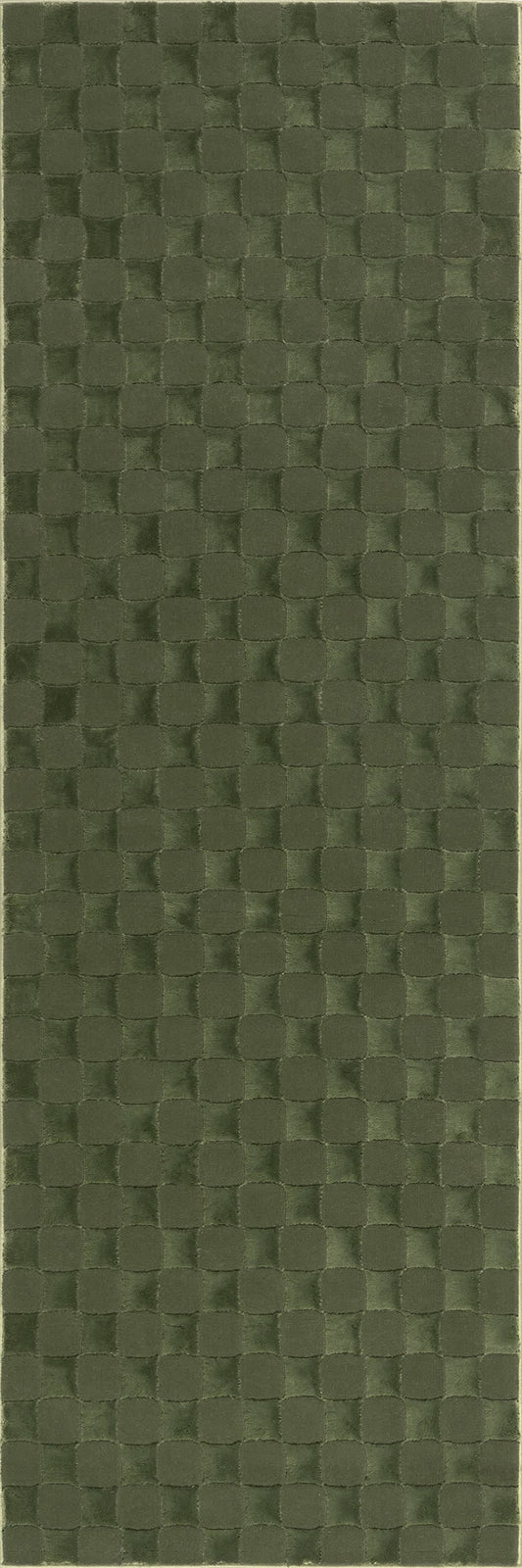 Isolated view of Green Runner Cape May Plush Textured Washable Rug, showcasing its design
