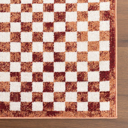 Kallie Machine Washable Tiled Rug in Brick Color