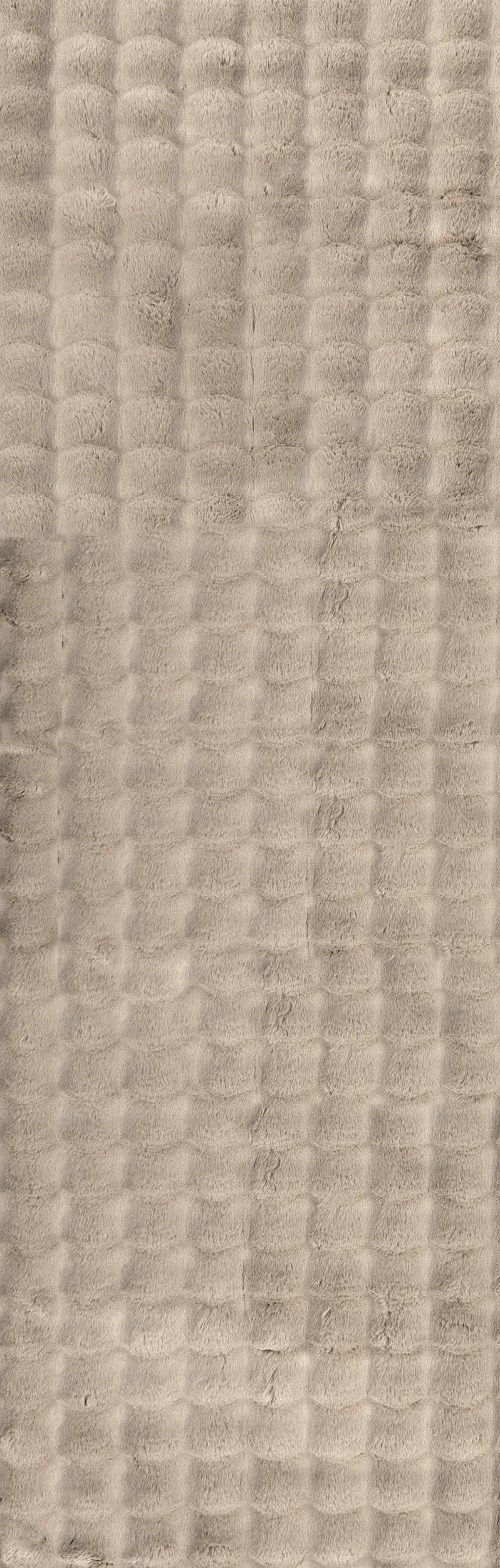 Isolated view of Taupe Runner Ivana Checkered Plush Cloud Washable Rug, showcasing its design