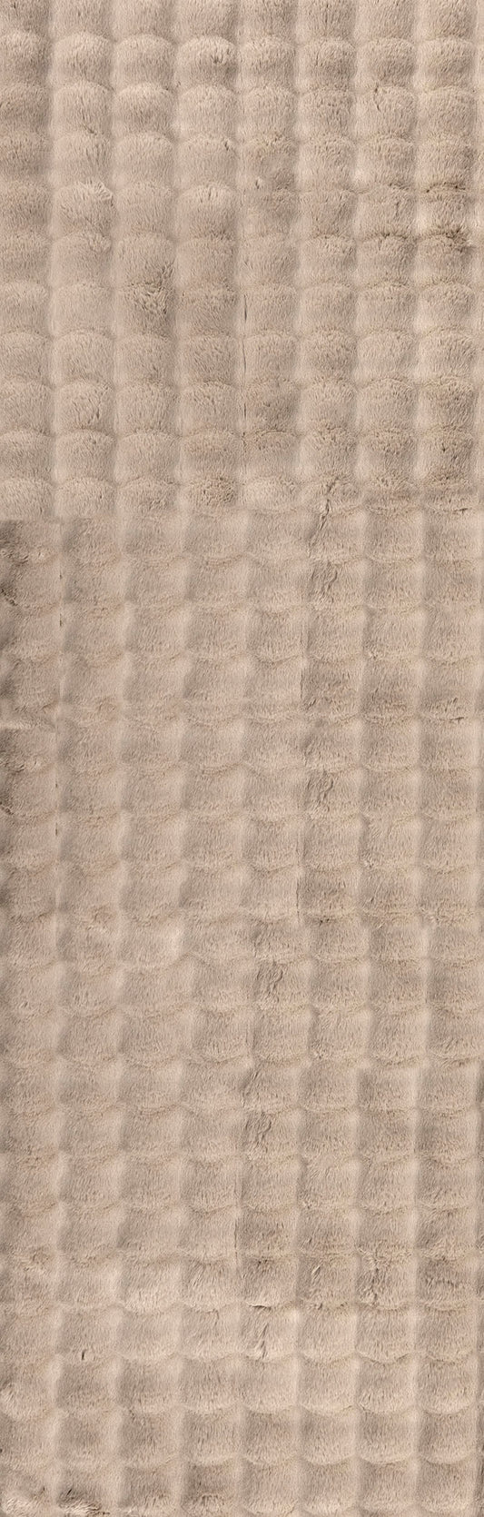 Isolated view of Taupe Runner Ivana Checkered Plush Cloud Washable Rug, showcasing its design